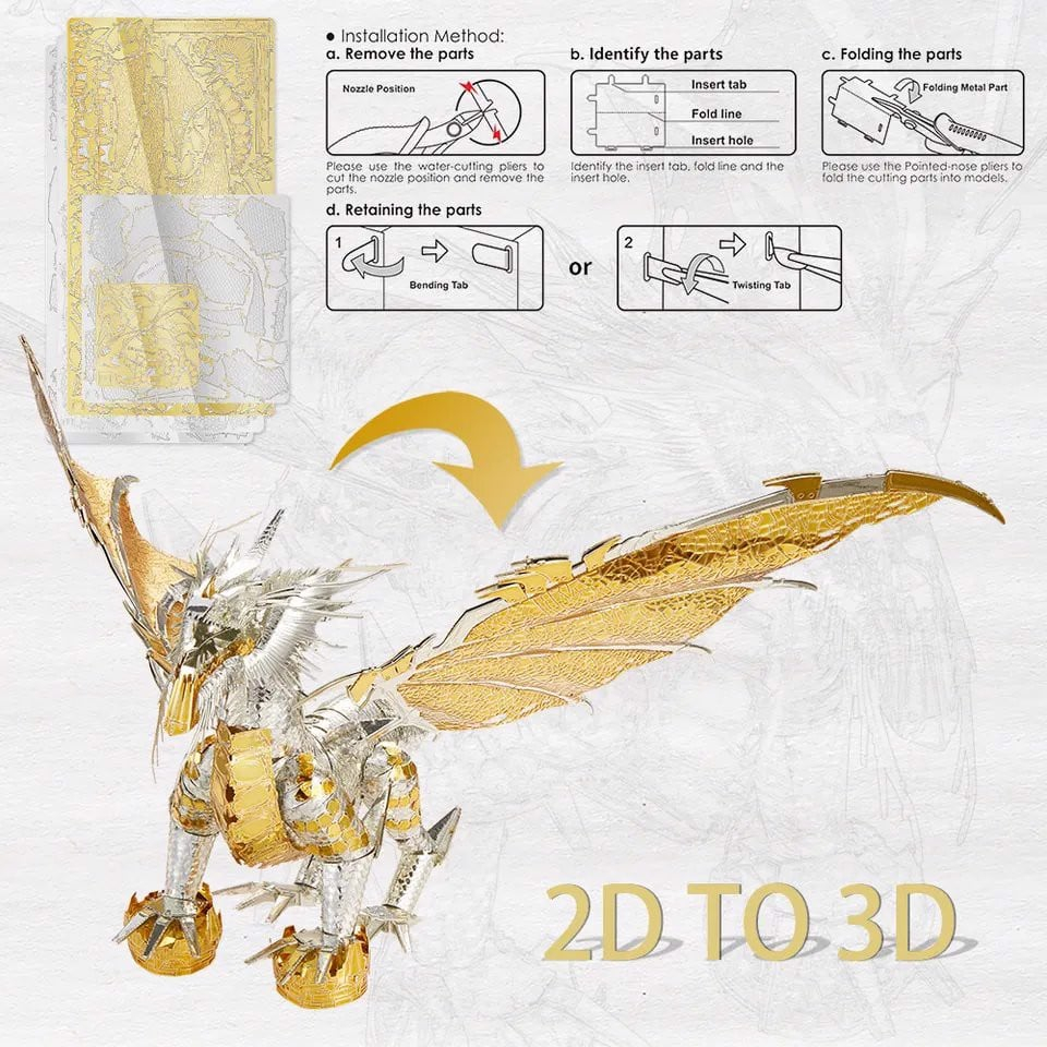 Mô Hình Kim Loại 3D Lắp Ráp Piececool Glorystrom Dragon HP273-GS