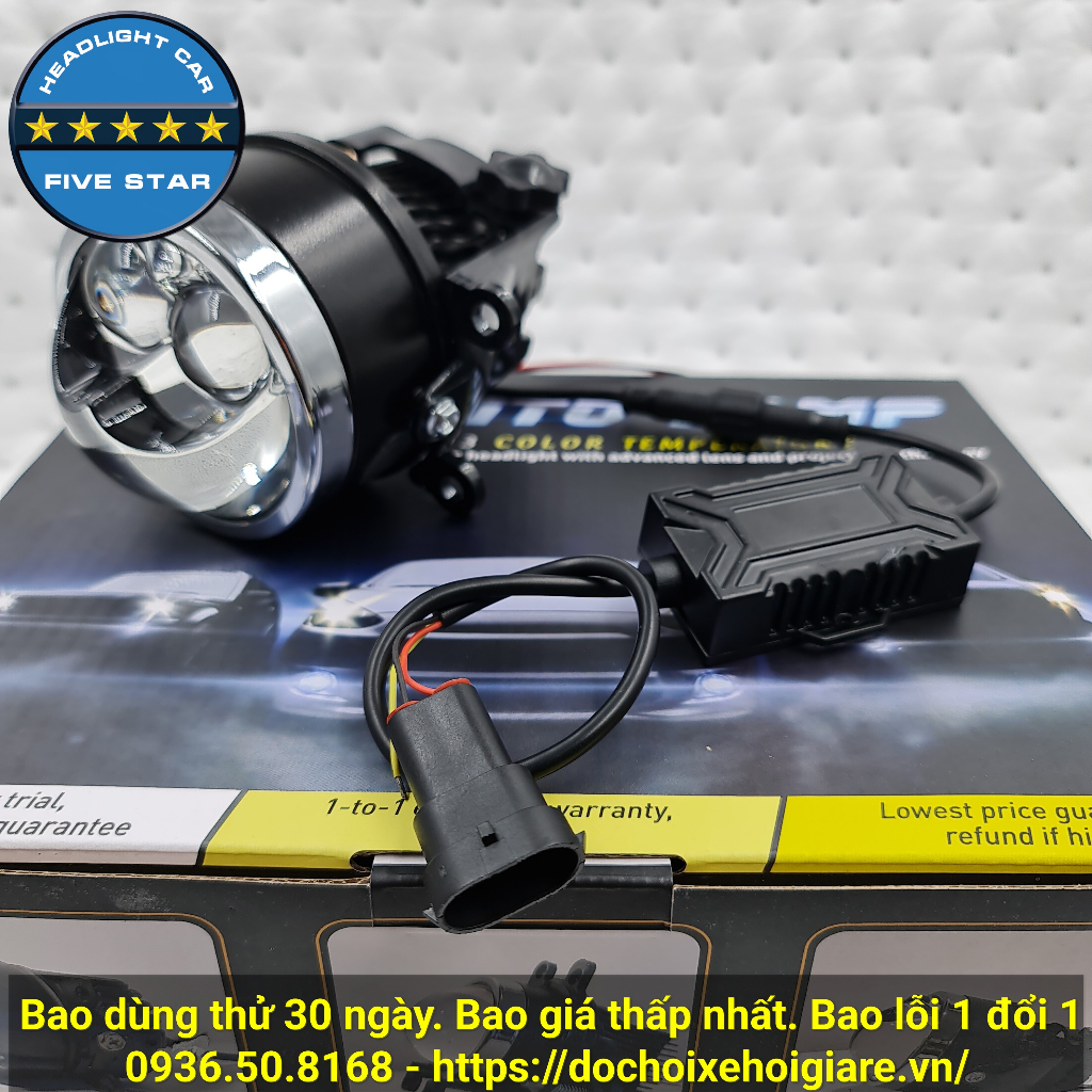 Đèn bi gầm Led Laser siêu sáng FIVE STAR 3.0 inch 55W, 2 chế độ cốt pha, dùng thử 30 ngày không ưng trả lại