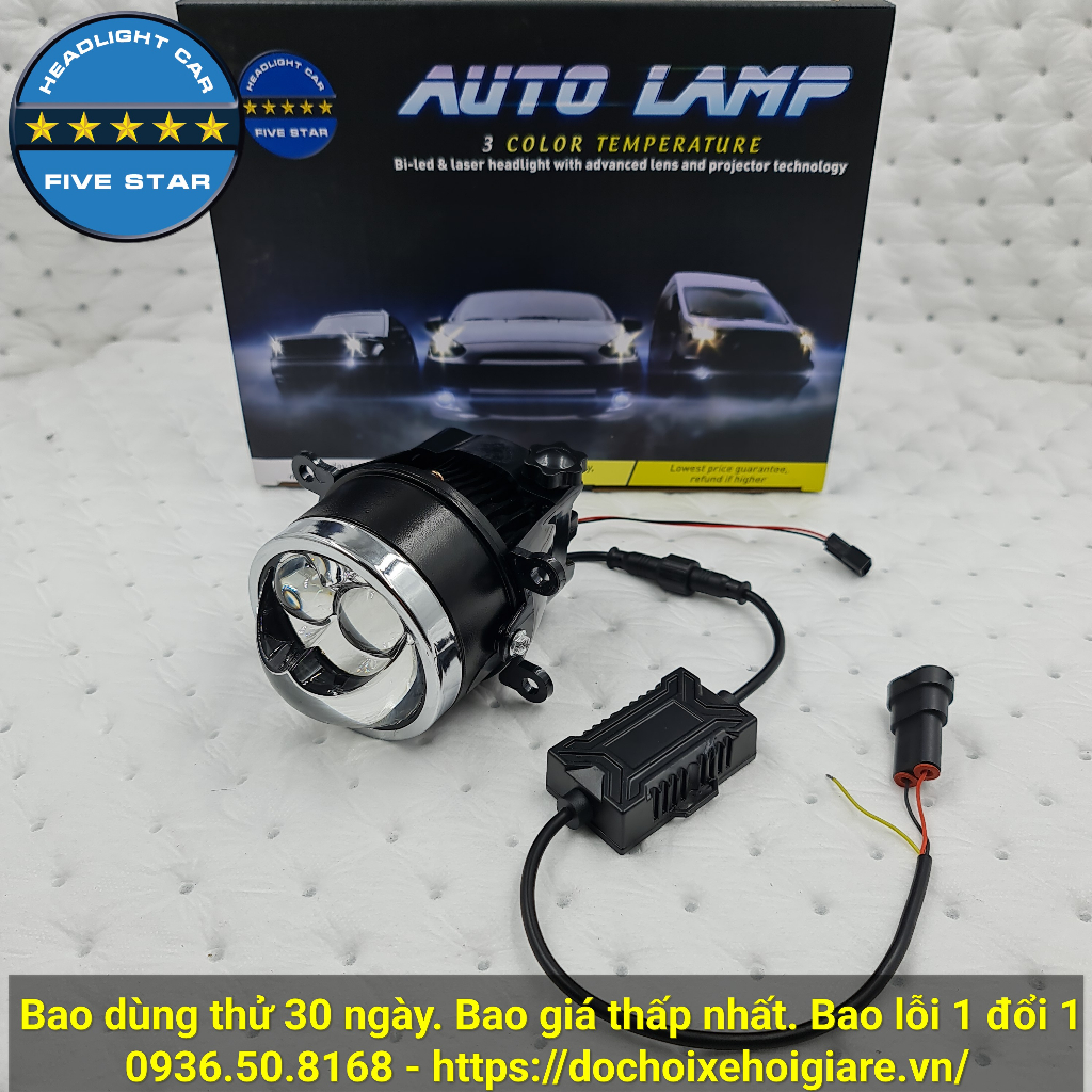 Đèn bi gầm Led Laser siêu sáng FIVE STAR 3.0 inch 55W, 2 chế độ cốt pha, dùng thử 30 ngày không ưng trả lại
