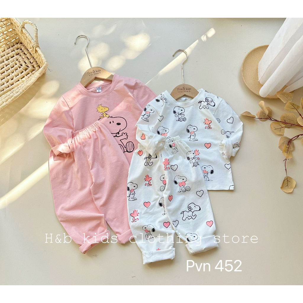 Bộ đồ bé gái cotton dài tay cổ tròn cao cấp từ 8-20kg