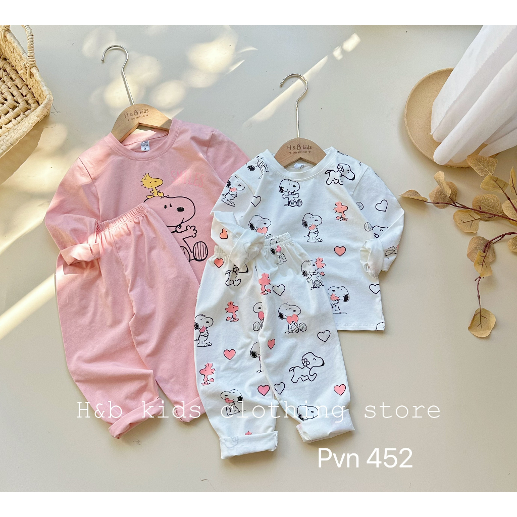 Bộ đồ bé gái cotton dài tay cổ tròn cao cấp từ 8-20kg