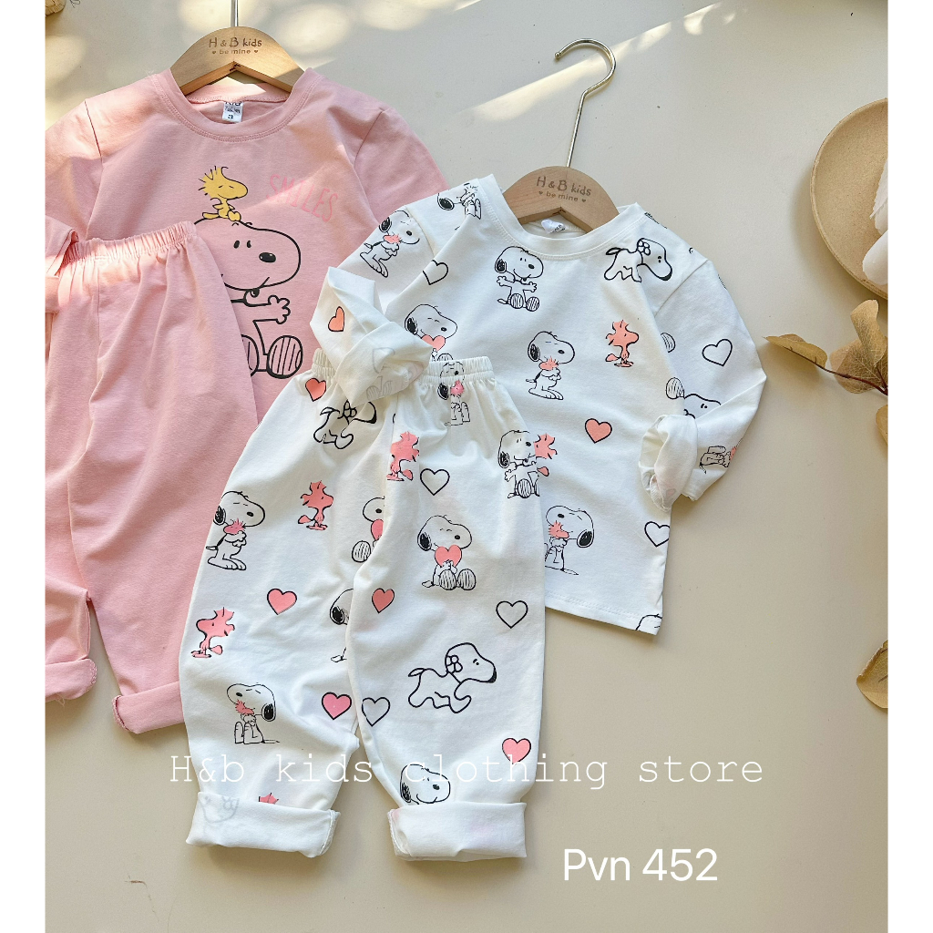 Bộ đồ bé gái cotton dài tay cổ tròn cao cấp từ 8-20kg