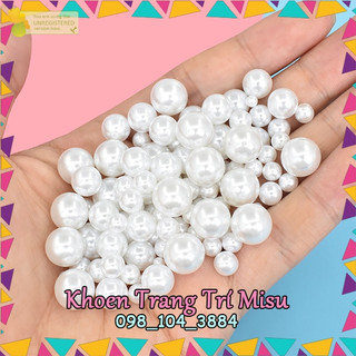 Hạt ngọc trai bằng nhựa không lỗ 6mm 8mm 10mm 12mm