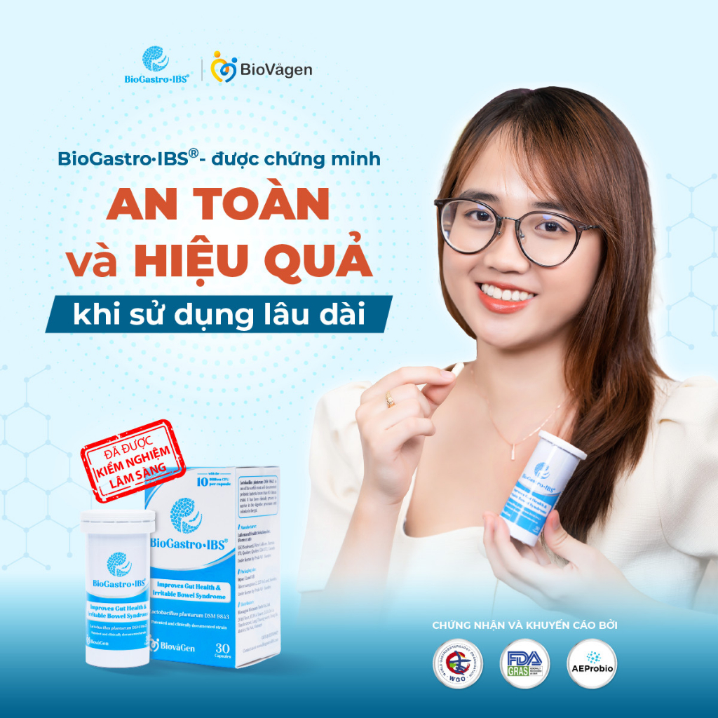 Combo 2 men vi sinh BioGastro • IBS Thụy Điển dùng cho Viêm Đại Tràng co thắt, Táo bón, Tiêu chảy hộp 30 viên nang