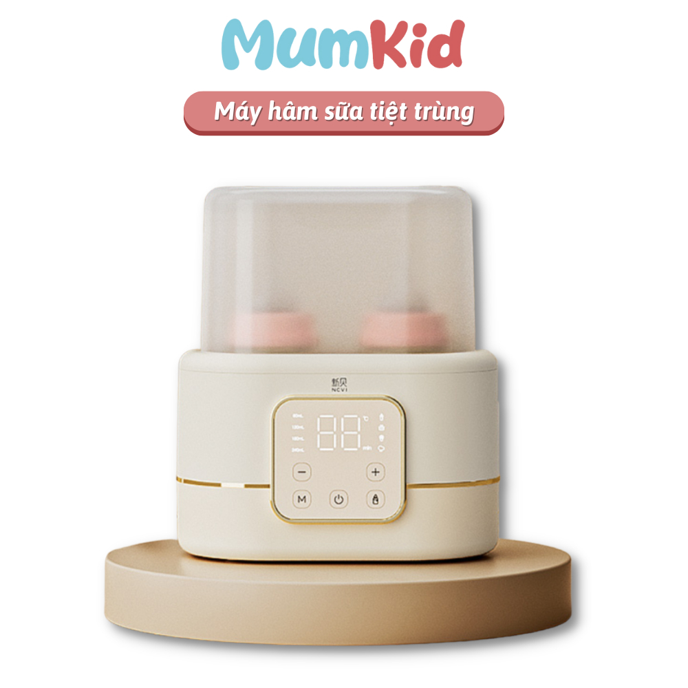 Máy Hâm Sữa Tiệt Trùng Mumkid Cao Cấp Có 2 Ngăn Chứa Bình - Màn Hình Led Hiển Thị Nhiệt Độ Ủ Sữa Thông Minh An Toàn