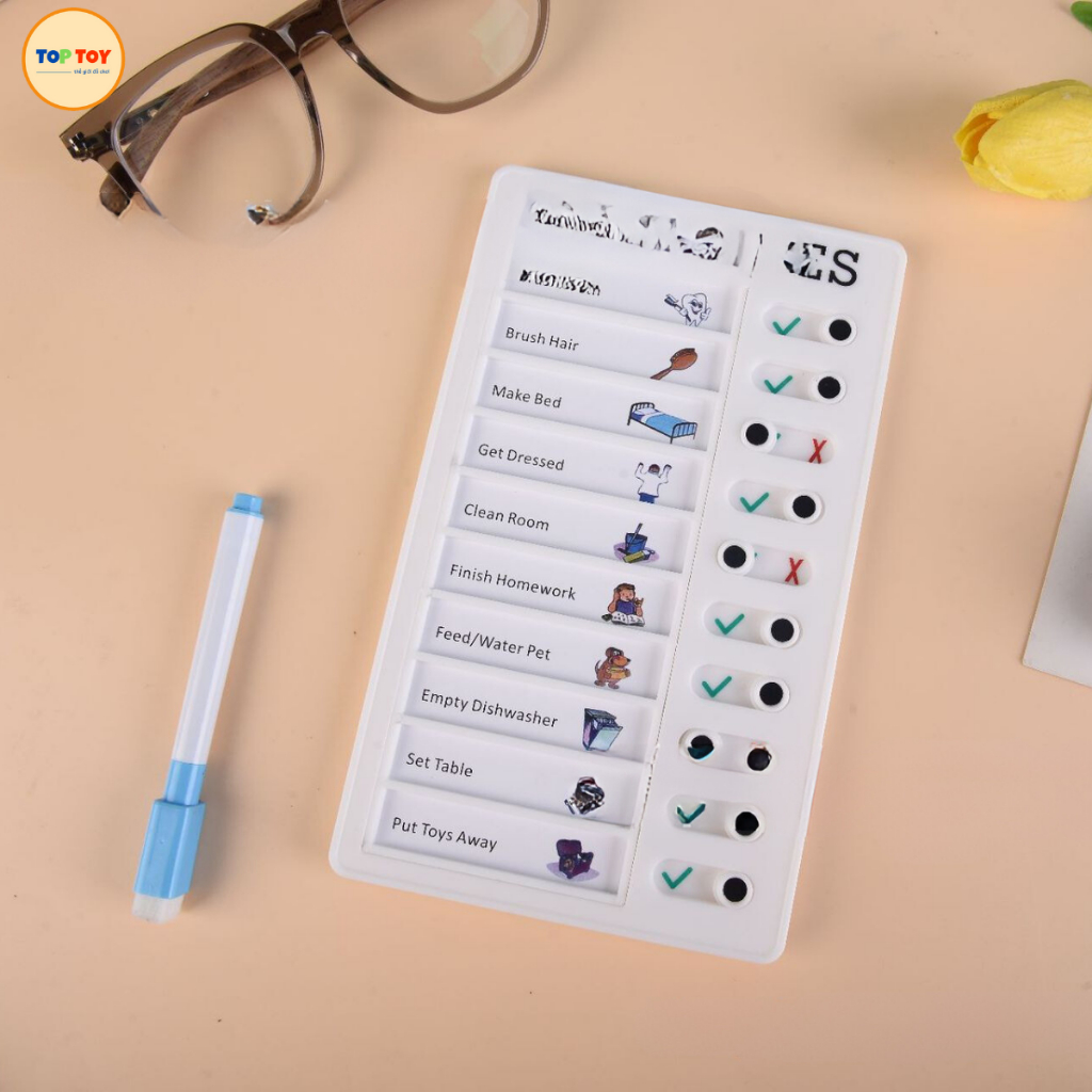 Bảng Kế Hoạch Checklist Cho Bé TOPTOY, Bảng Todolist Lập Kế Hoạch, Theo Dõi Công Việc Hàng Ngày Trẻ Em và Người Lớn