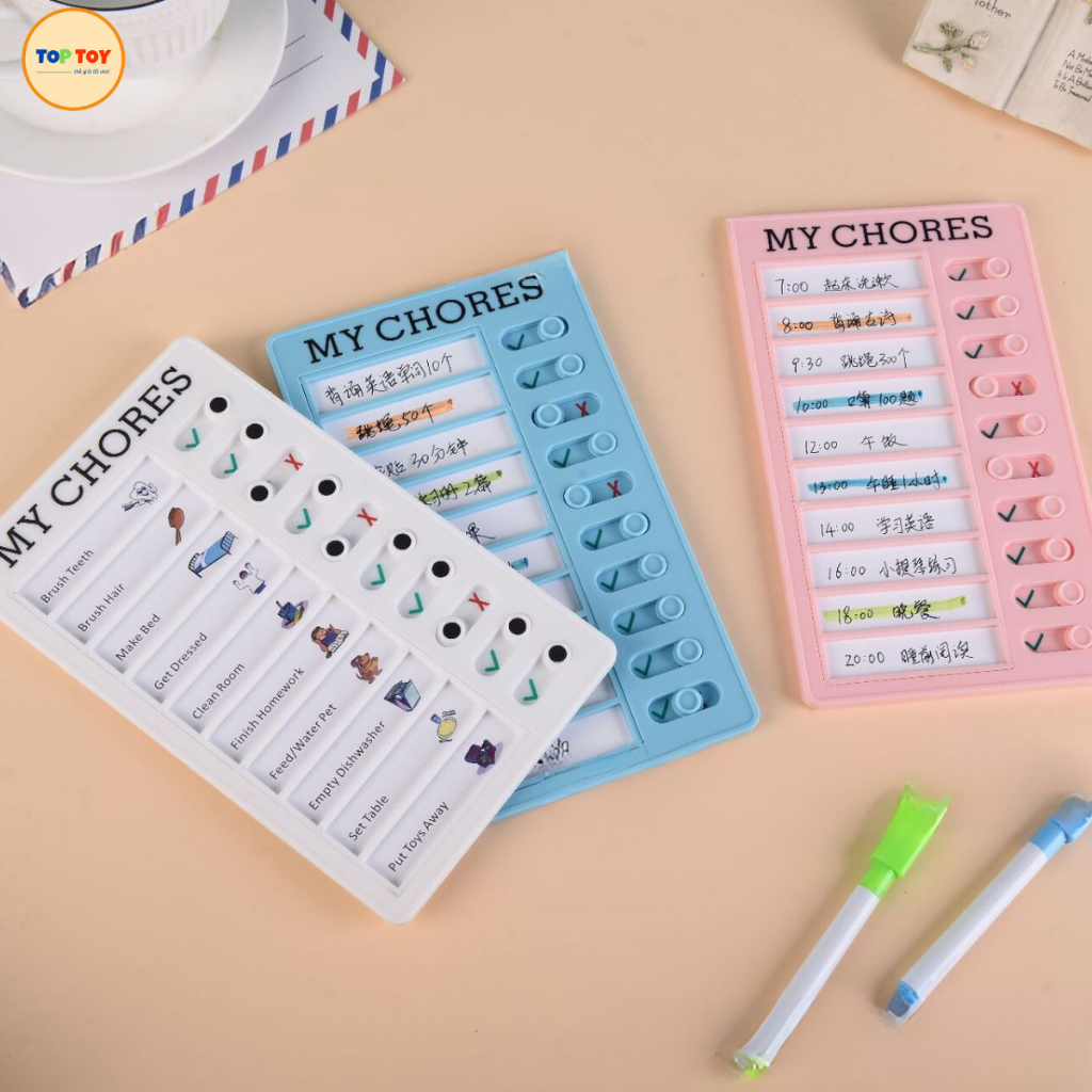 Bảng Kế Hoạch Checklist Cho Bé TOPTOY, Bảng Todolist Lập Kế Hoạch, Theo Dõi Công Việc Hàng Ngày Trẻ Em và Người Lớn