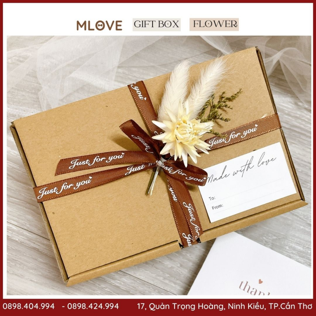Hôp đựng quà tặng bạn gái - Hộp quà tặng bạn trai, tặng người yêu trang trí hoa khô siêu đẹp có sẵn nhiều kích thước