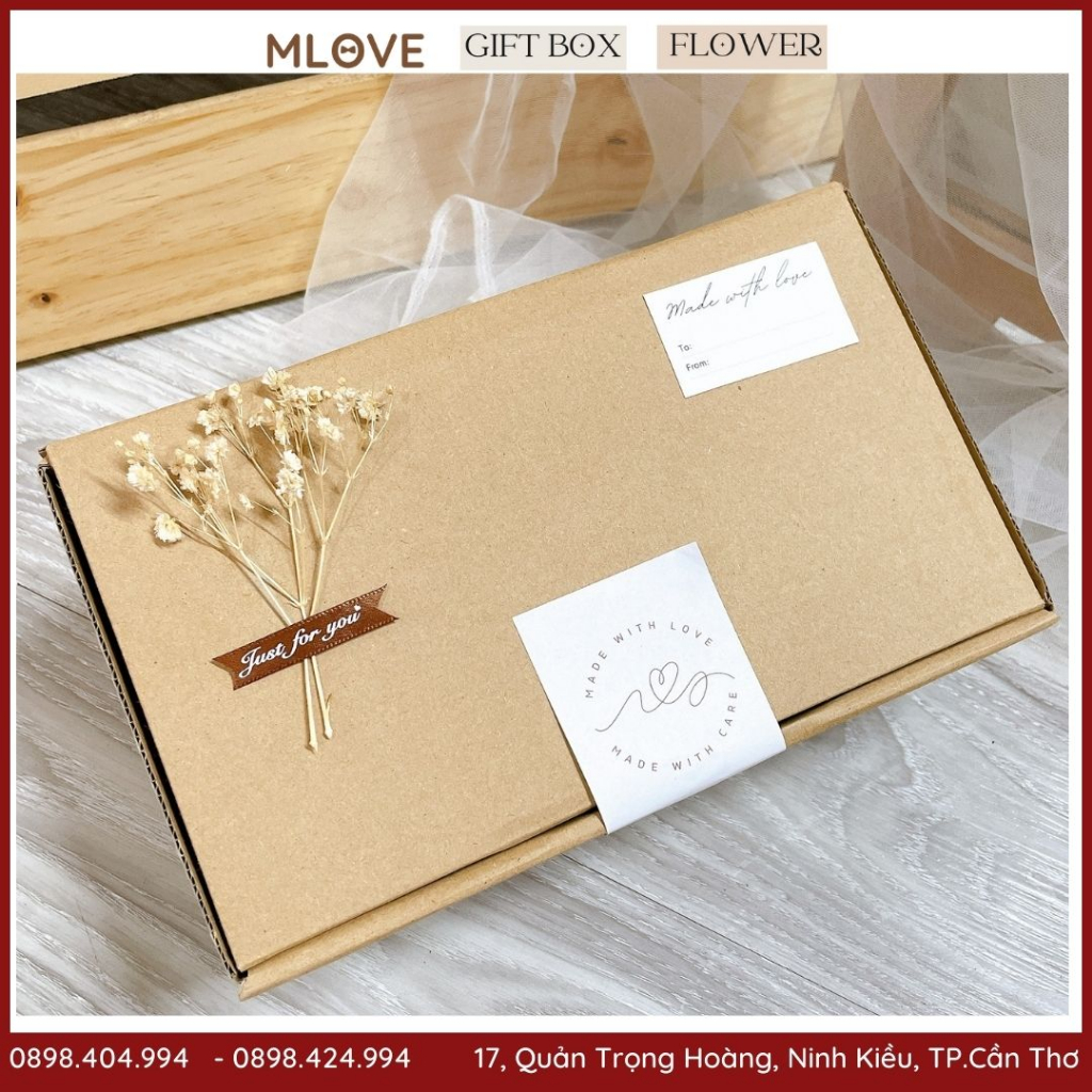 Hôp đựng quà tặng bạn gái - Hộp quà tặng bạn trai, tặng người yêu trang trí hoa khô siêu đẹp có sẵn nhiều kích thước
