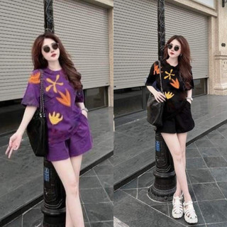 Set bộ đùi nữ chất cotton su form rộng mặc nhà rẻ đẹp đơn giản mùa hè bigsize 40-75kg in hoa