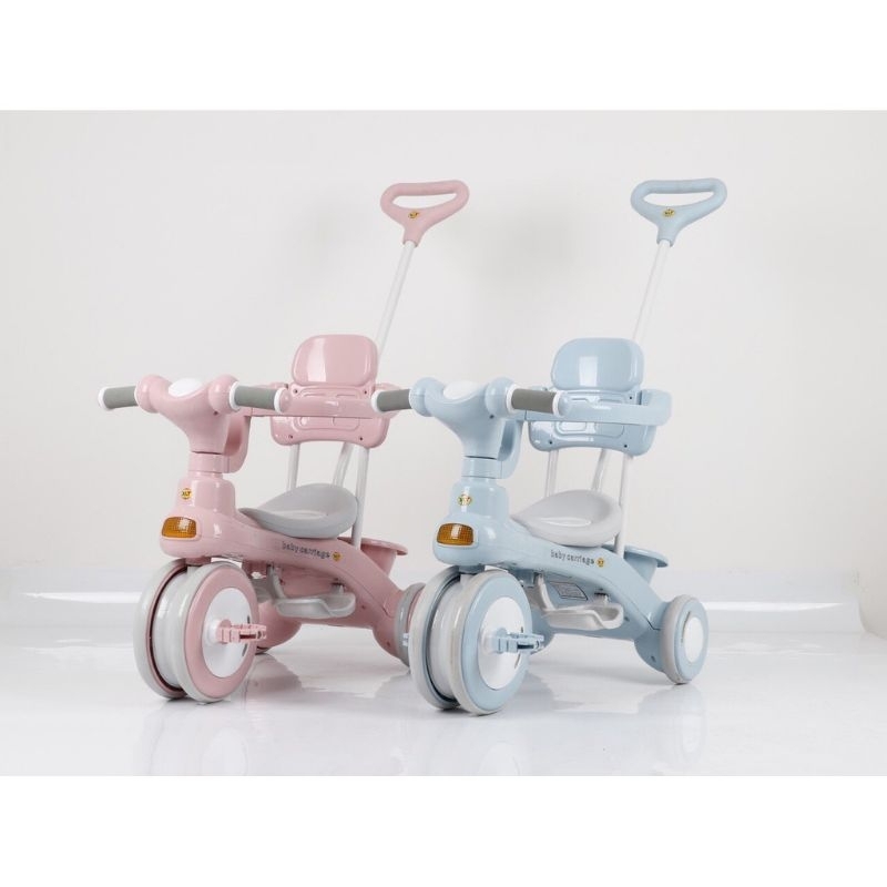 XE ĐẨY CHO BÉ KIÊM XE CHÒI CHÂN XE ĐẠP 3 BÁNH 618 AN TOÀN CÓ KHUNG BẢO VỆ CHO Bé