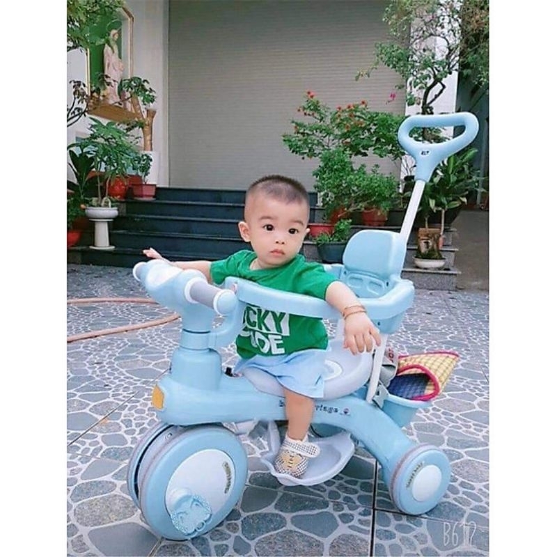 XE ĐẨY CHO BÉ KIÊM XE CHÒI CHÂN XE ĐẠP 3 BÁNH 618 AN TOÀN CÓ KHUNG BẢO VỆ CHO Bé