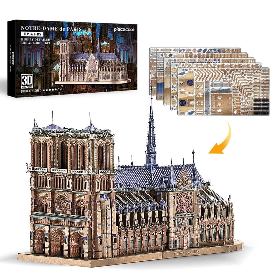 Mô Hình Kim Loại Lắp Ráp 3D Piececool Nhà Thờ Đức Bà Paris Notre Dame Cathedral [chưa ráp]