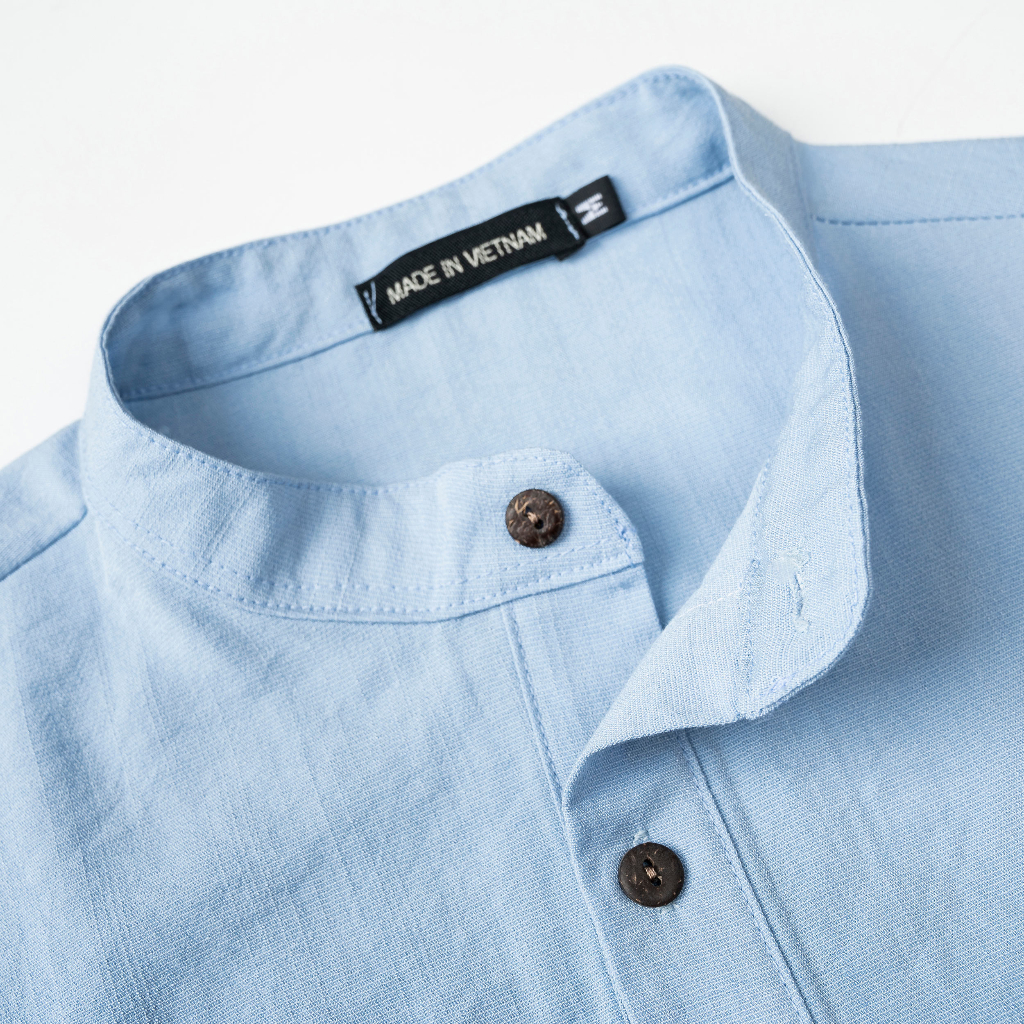 Áo Đũi Nam Cổ Tàu Tay Ngắn Có Túi Vải Đũi Cao Cấp