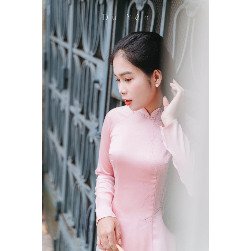 Áo Dài Truyền Thống Lụa Ngọc Trai , Áo Dài Nhã Hồng