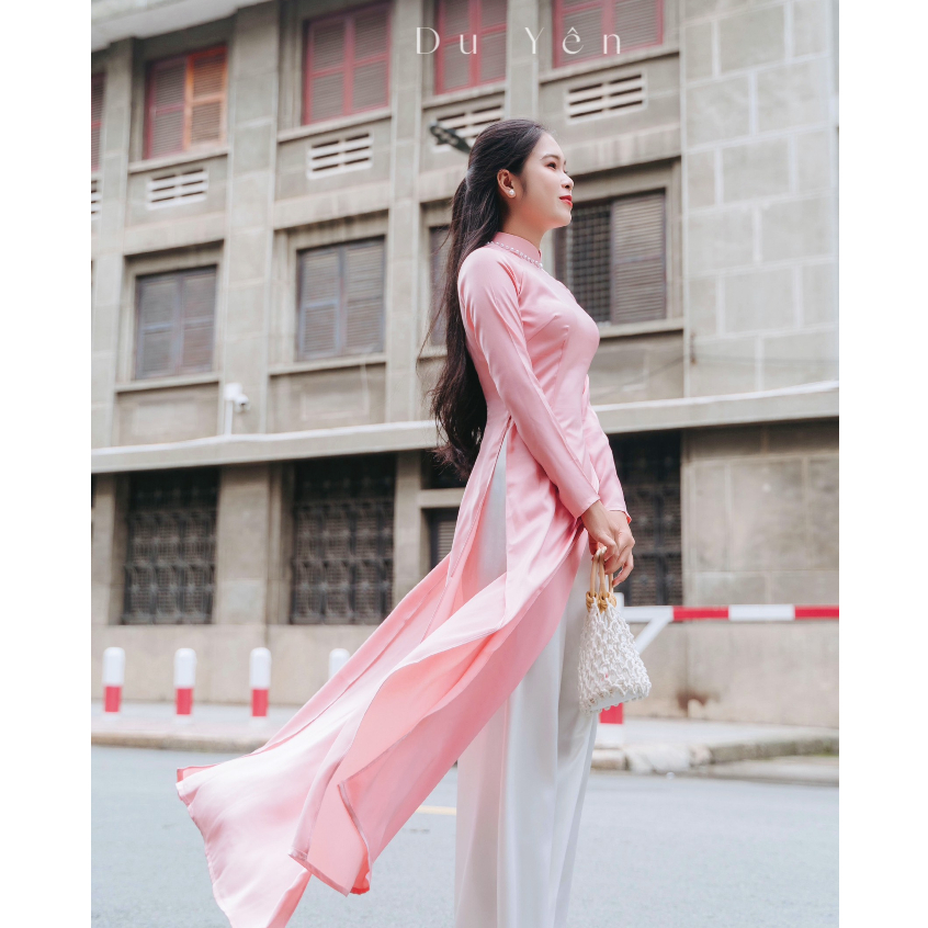 Áo Dài Truyền Thống Lụa Ngọc Trai , Áo Dài Nhã Hồng
