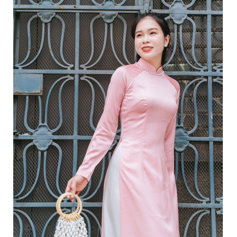 Áo Dài Truyền Thống Lụa Ngọc Trai , Áo Dài Nhã Hồng