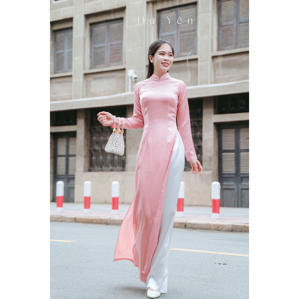 Áo Dài Truyền Thống Lụa Ngọc Trai , Áo Dài Nhã Hồng