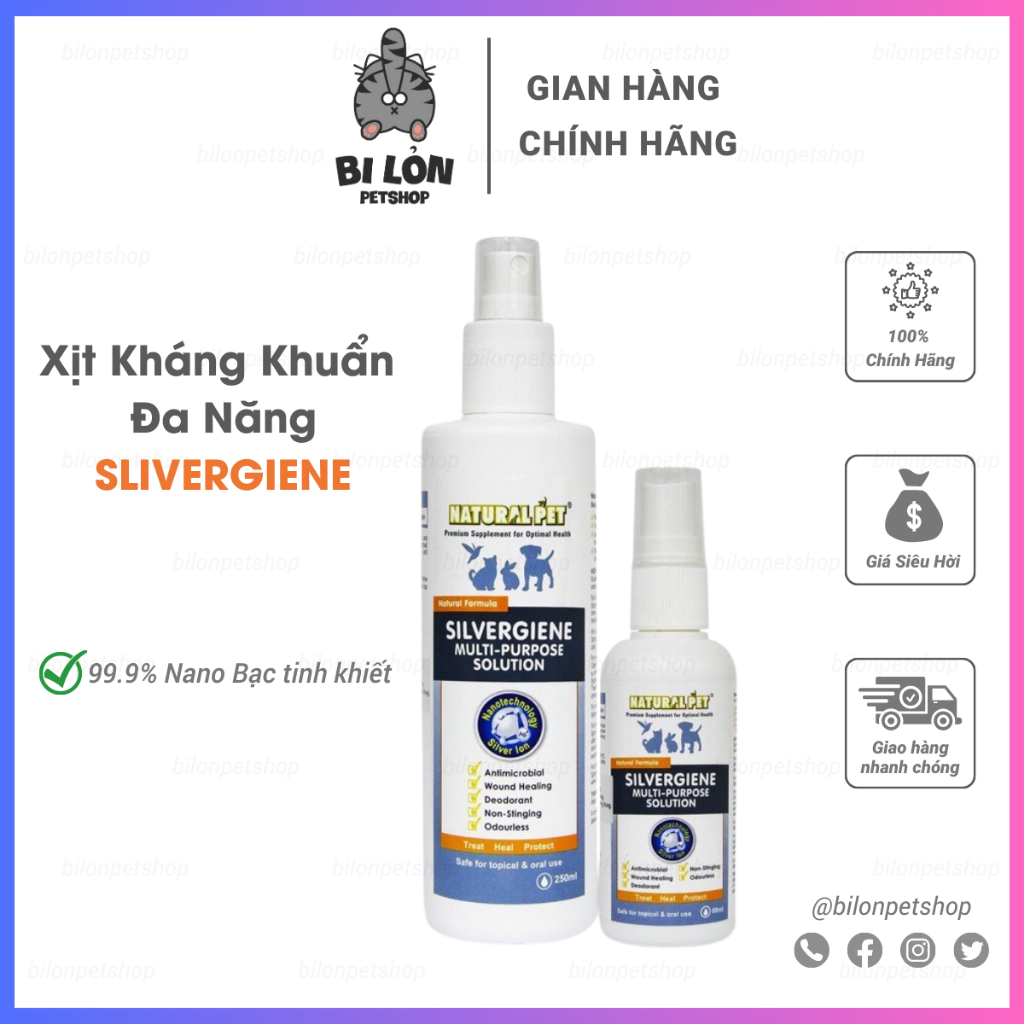 Chai Xịt SILVERGIENE Giúp Sát Khuẩn và Mau Lành Vết Thương Cho Chó Mèo - Chai 60ml