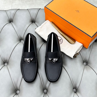 Giày lười nam ℍ𝕖𝕣𝕞𝕖𝕤 đen sần fullbox