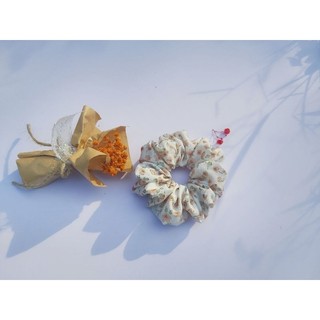 Cột tóc vải scrunchies vải lụa hoa nhí mềm mại