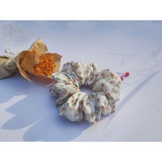 Cột tóc vải scrunchies vải lụa hoa nhí mềm mại