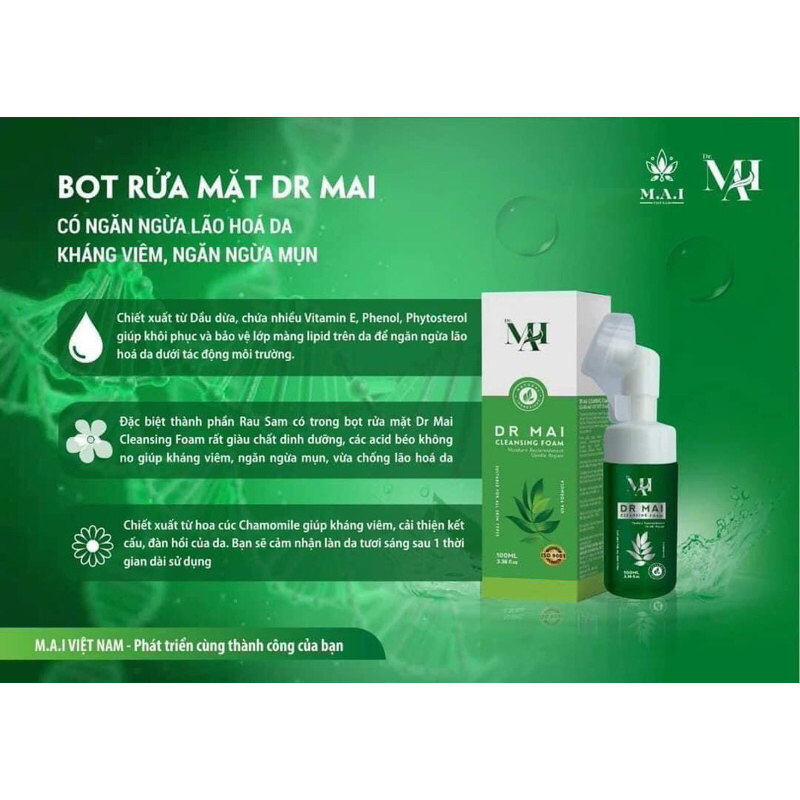 Sữa rửa mặt DR MAI Chính Hãng - Mua 1 chai tặng kèm 1 TONER