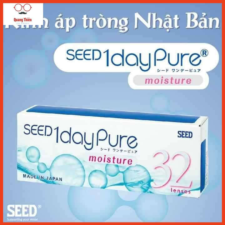 Lens 1 ngày ,kính áp tròng cận không màu SEED 1day Pure moisture Nhật Bản trắng dùng 1 day