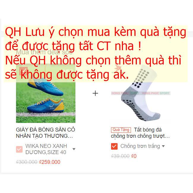 GIÀY ĐÁ BÓNG SÂN CỎ NHÂN TẠO THƯƠNG HIỆU HỒNG PHÚC SPORT - WIKASPORT FULL HỘP HÀNG CAO CẤP