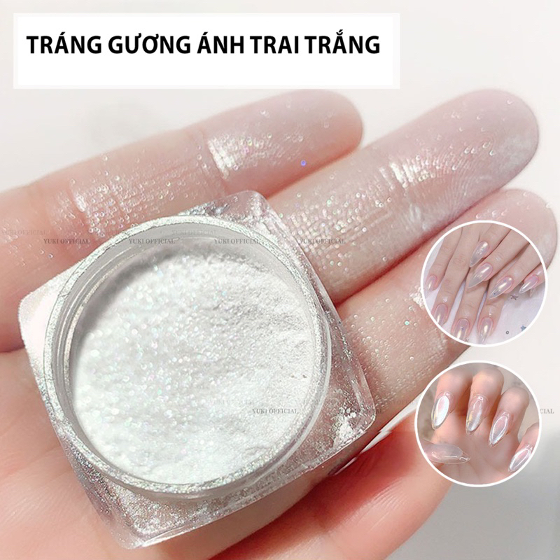 Hũ tráng gương ngọc trai trắng - Bột tráng gương trắng - tráng gương ngọc trai ánh trắng nail