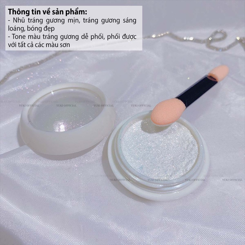 Hũ tráng gương ngọc trai trắng - Bột tráng gương trắng - tráng gương ngọc trai ánh trắng nail