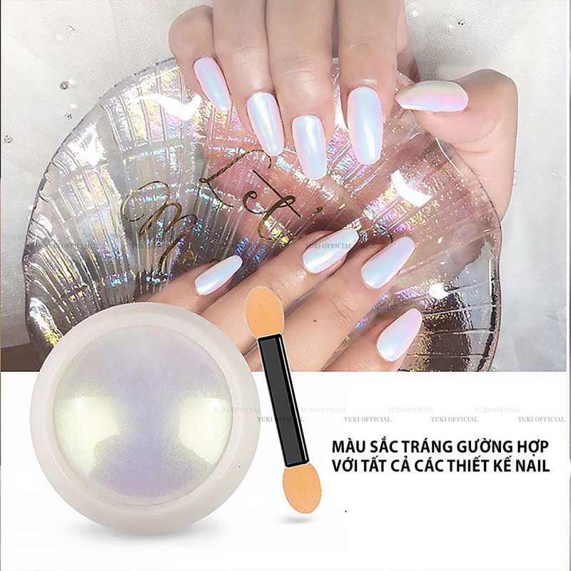 Hũ tráng gương ngọc trai trắng - Bột tráng gương trắng - tráng gương ngọc trai ánh trắng nail