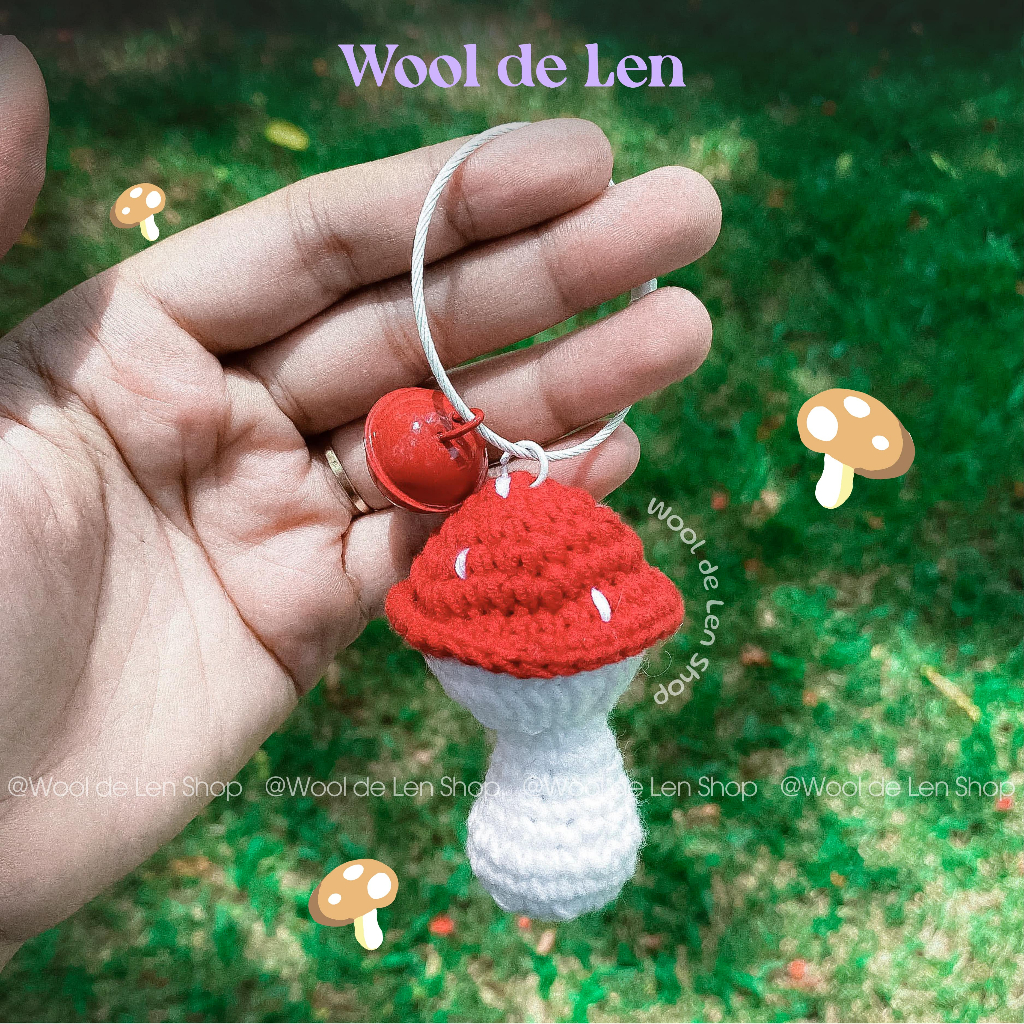 Móc khoá cây nấm xinh xắn bằng len handmade Wool de Len N36