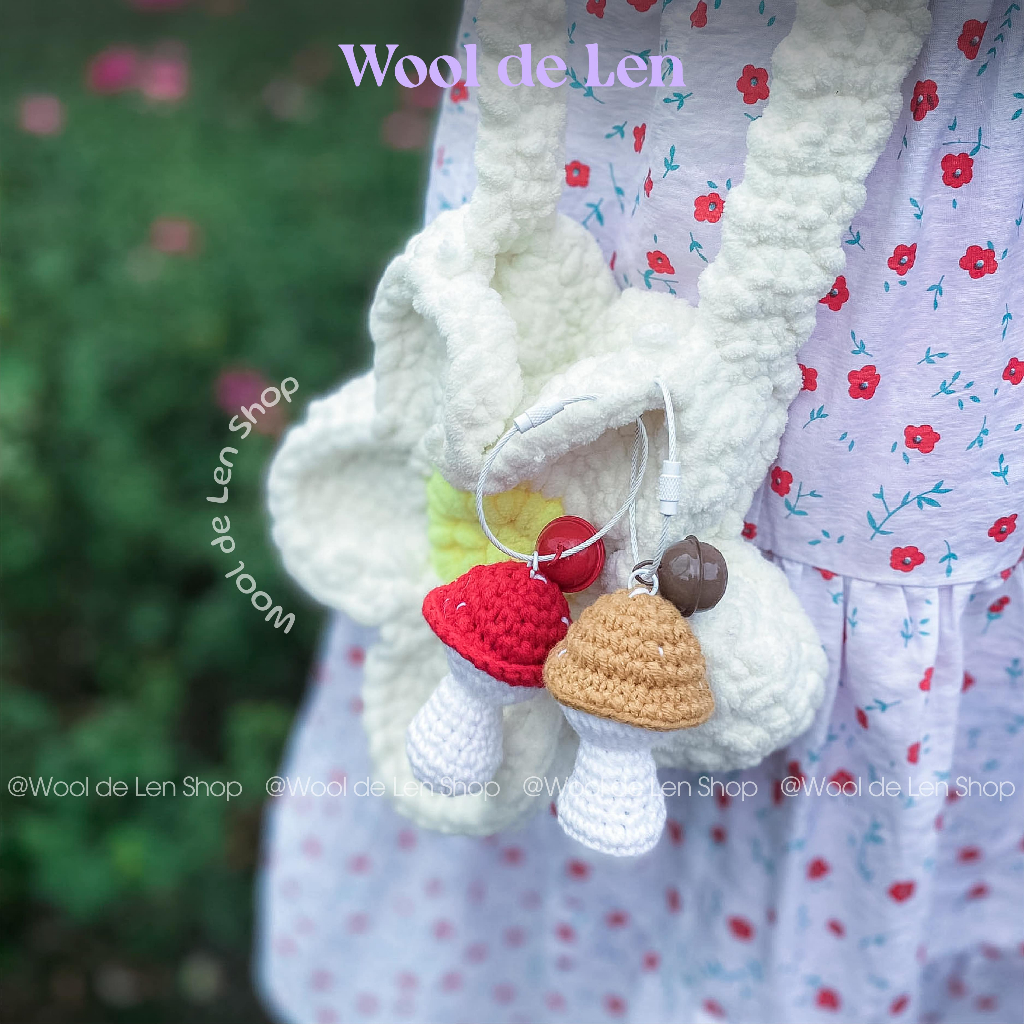 Móc khoá cây nấm xinh xắn bằng len handmade Wool de Len N36