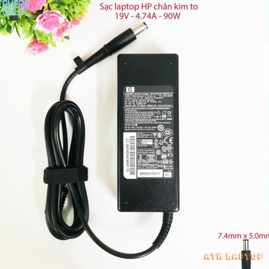Sạc Laptop HP loại tốt  chân kim to/nhỏ HP 18.5V - 3.5A / 19V - 4.74A  Adapter HP, Bảo Hành Đổi Mới 12 Tháng-ATK02