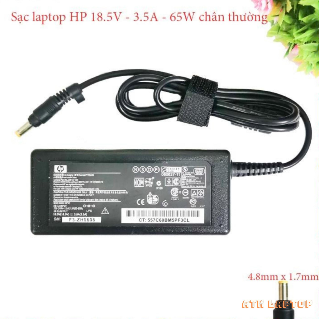 Sạc Laptop HP loại tốt  chân kim to/nhỏ HP 18.5V - 3.5A / 19V - 4.74A  Adapter HP, Bảo Hành Đổi Mới 12 Tháng-ATK02