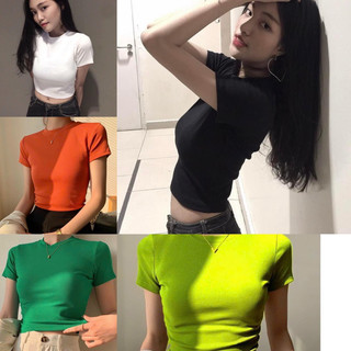 áo croptop thun trơn basic co giãn 4 chiều chất xịn đẹp ạ