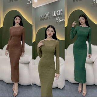 D380 - Đầm Body Tay Loe Ren Hoa (Kèm Lót)