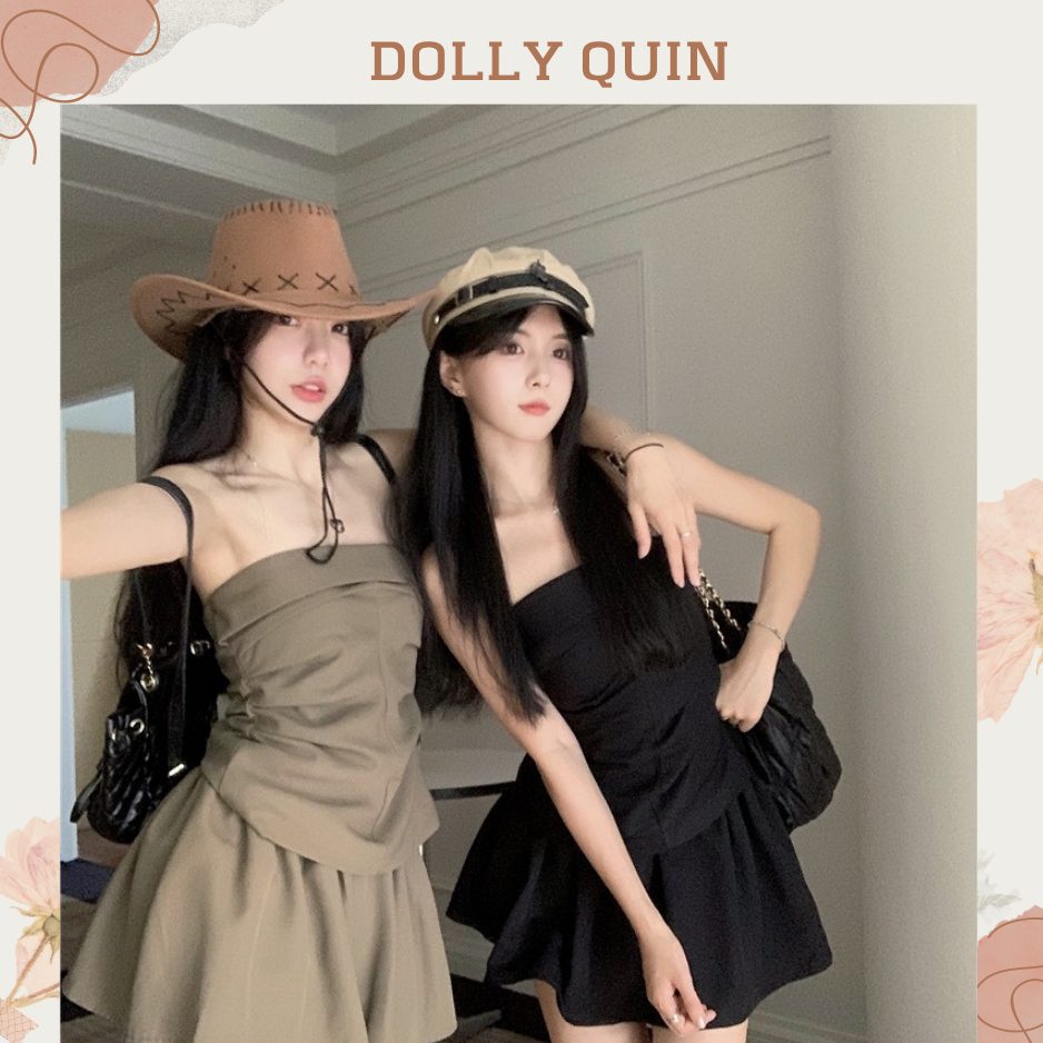 Set áo quây cúp ngực áo ống kiểu kèm chân váy xòe ôm dáng nhún thân chiết eo siêu đẹp S2M001 Dolly Quin