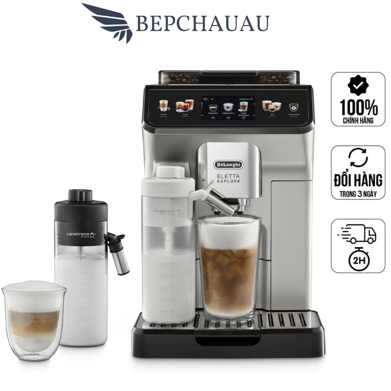 Máy Pha Cà Phê Tự Động DeLonghi ECAM 450.55.S Eletta Explore, Máy Pha Cà Phê Gia Đình, Văn Phòng, Made in EU, Bepchauau