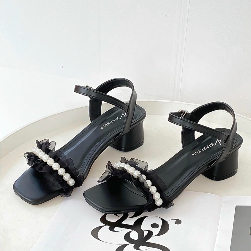 Giày sandal nữ quai hậu cao gót nữ quai ngang gót vuông 3p