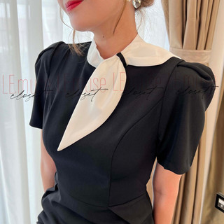 ĐẦM bút chì công sở cổ lá bay