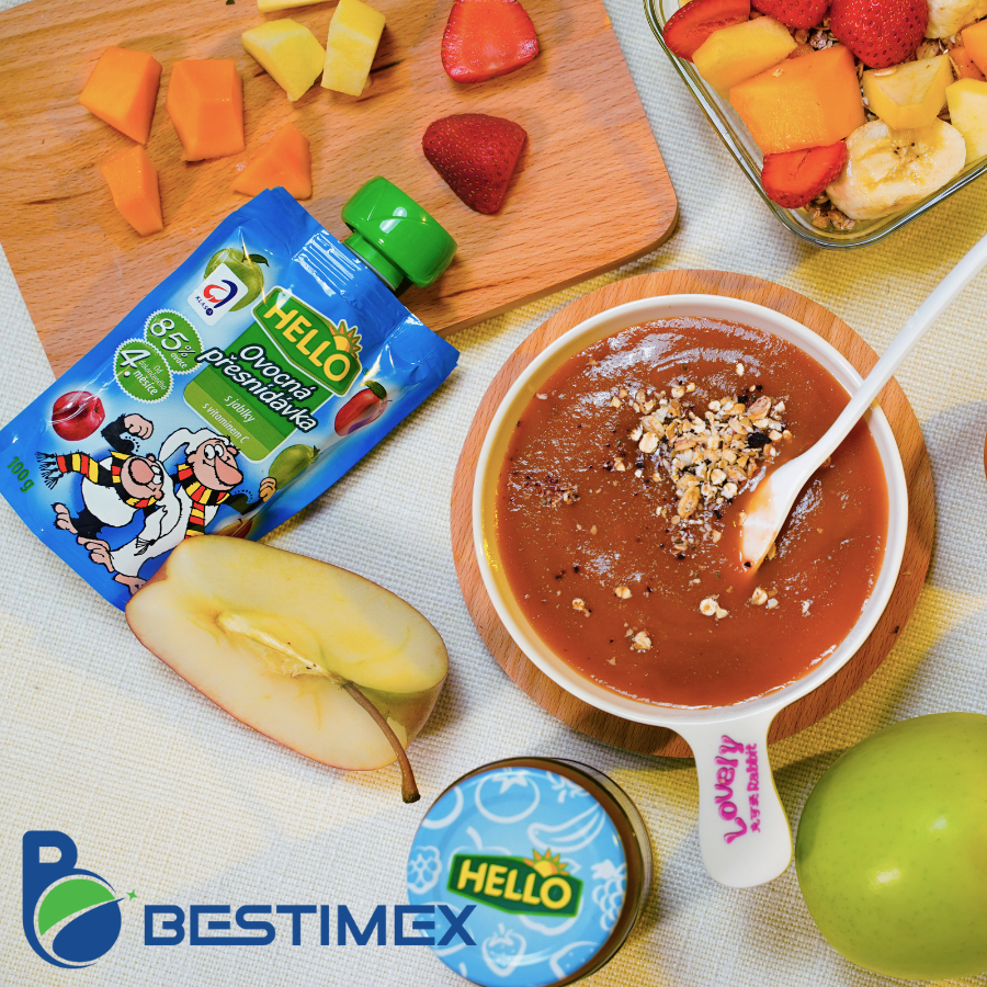 Combo mua 7 tuýp trái cây nghiền nguyên chất 100g & 7 hũ thủy tinh 190g cho các bé, tặng 4 gói Granola 50g cho các mẹ