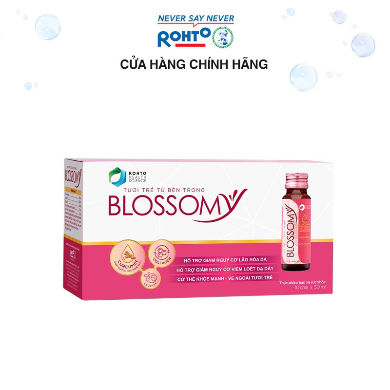 BLOSSOMY Nước uống đẹp da khoẻ dạ dày, ngủ ngon sâu giấc Hộp 10 chai x 50ml