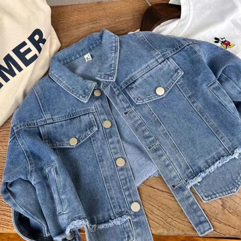 Áo Jean lửng cá tính phong cách hàn quốc cho bé trai bé gái