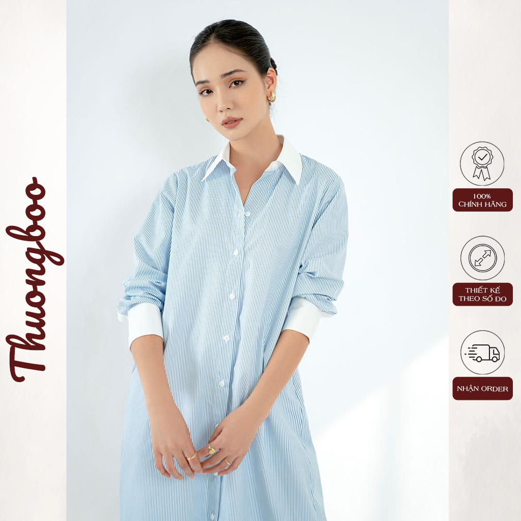Đầm Nữ Cổ Sơ Mi Dáng Suông Thuongboo Thiết Kế Đa Năng Có Thể Mặc Như Áo Khoác Dáng Dài - Celi Dress