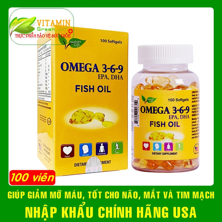 OMEGA 3-6-9 FISH OIL NATURE GIFT giúp bổ não, tim mạch và mắt | Nhập khẩu chính hãng Mỹ