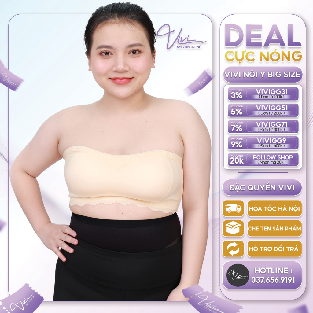 Áo quây nữ Big Size Chống Tụt - Áo cup ngực Big Size nữ Bản To Không Gọng, Cup Siêu To Chống Xệ Không Đệm - Mã A13