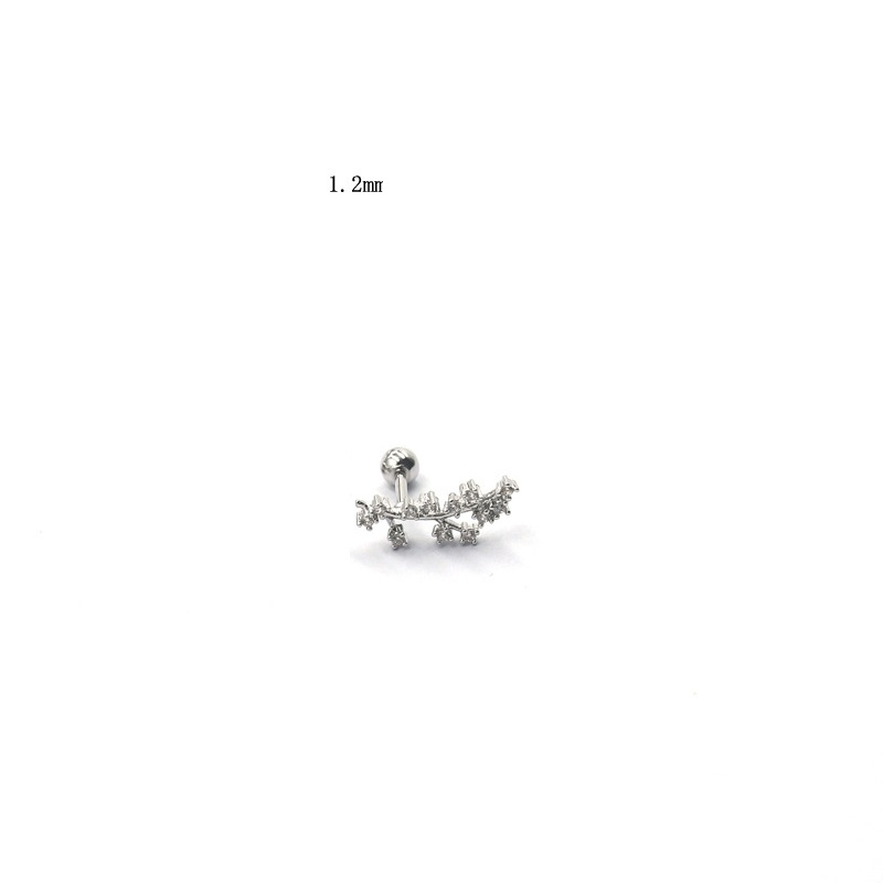 Khuyên titan cành lá đính đá lấp lánh KL11