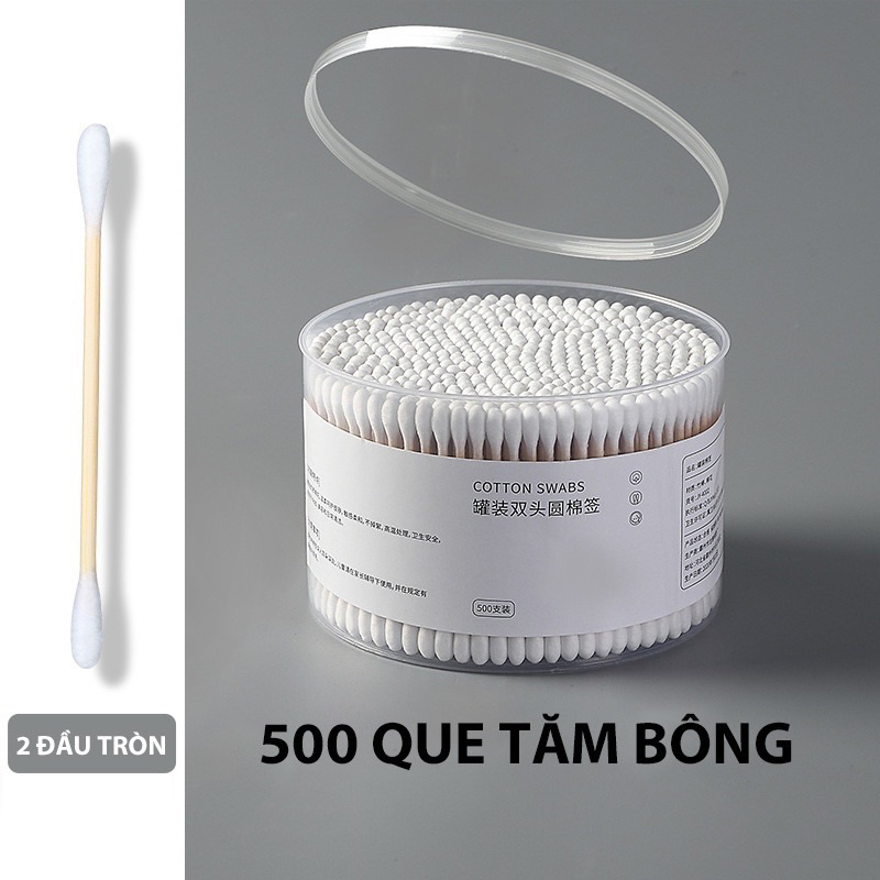 Tăm bông ngoáy tai đa năng kháng khuẩn mềm mại 500 que thân gỗ thân thiện với môi trường